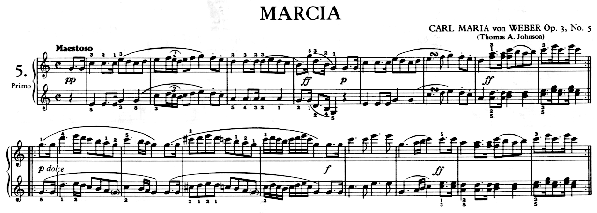 TwelveByTwelve (TBT): First two lines of Primo from Marko's Grade 5 von Weber duet at Vancouver's North Shore Music Festival